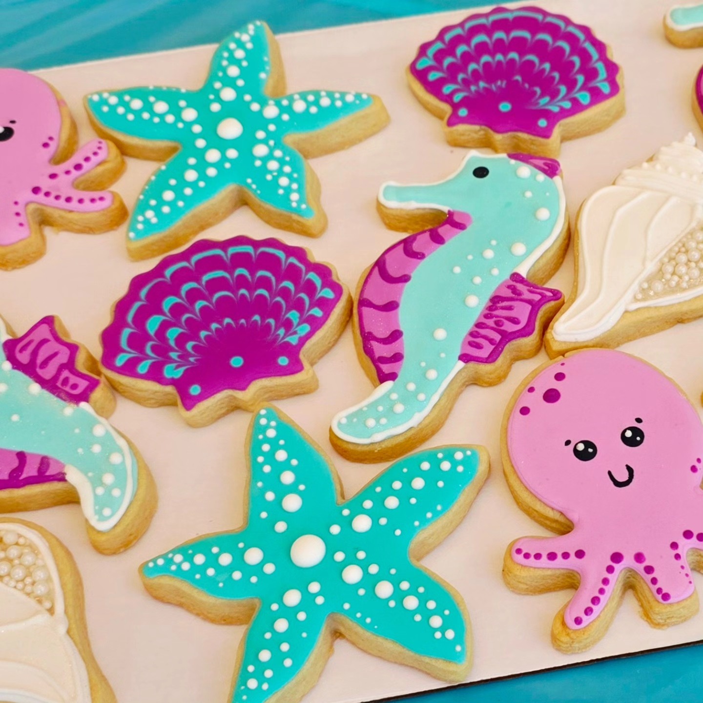 ocean themed decorated cookies