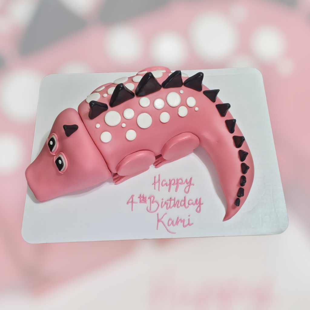 pink alligator 3D cake 