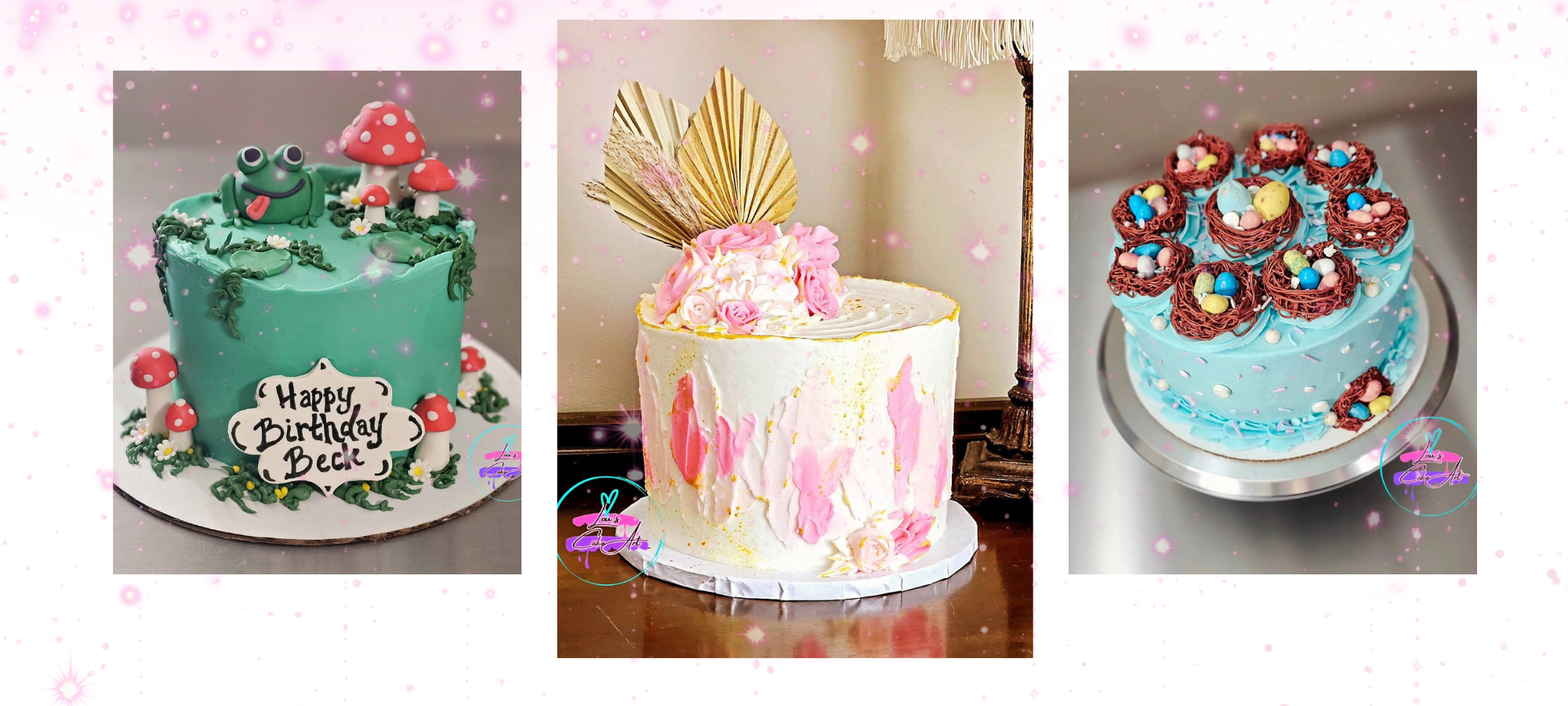 custom cake collage from lou's cake art