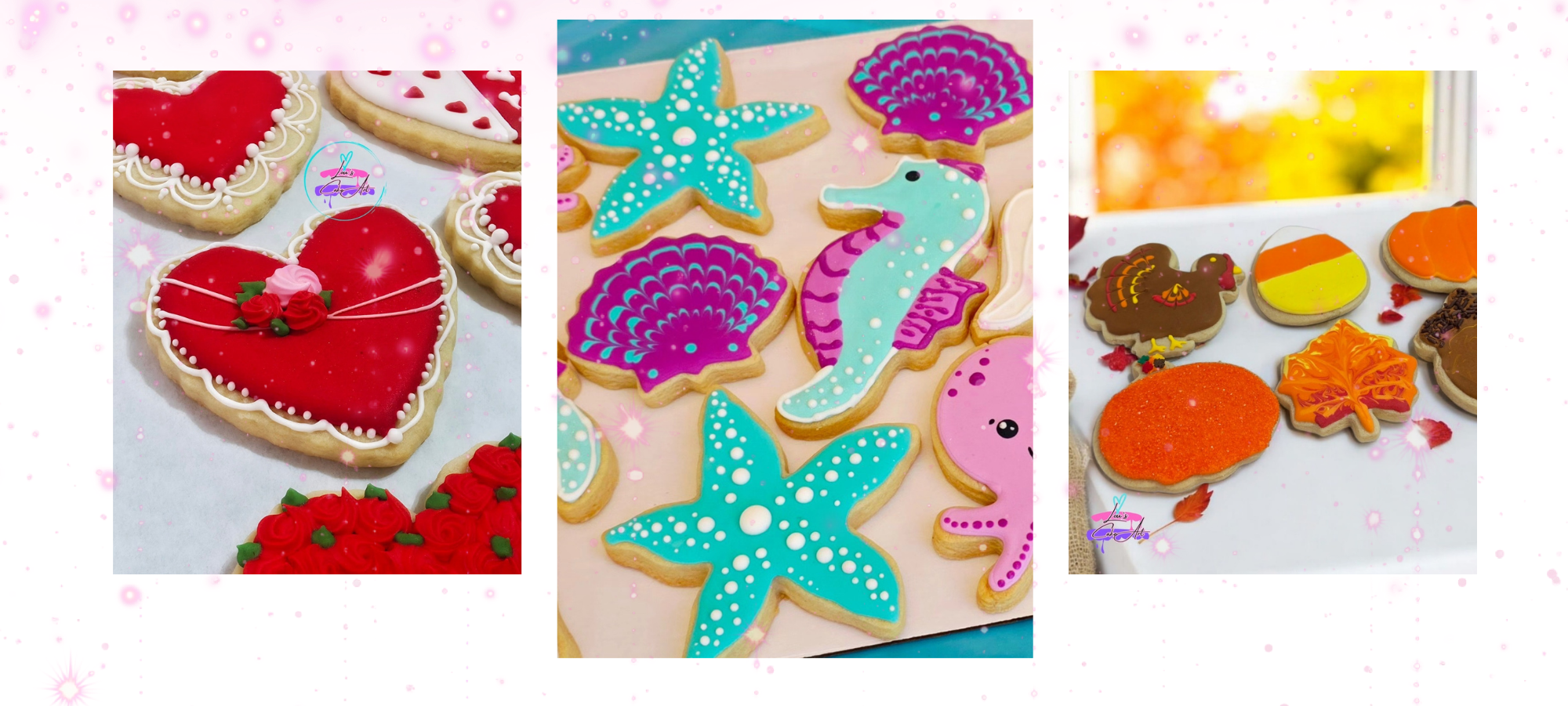custom cookie set collage from lou's cake art