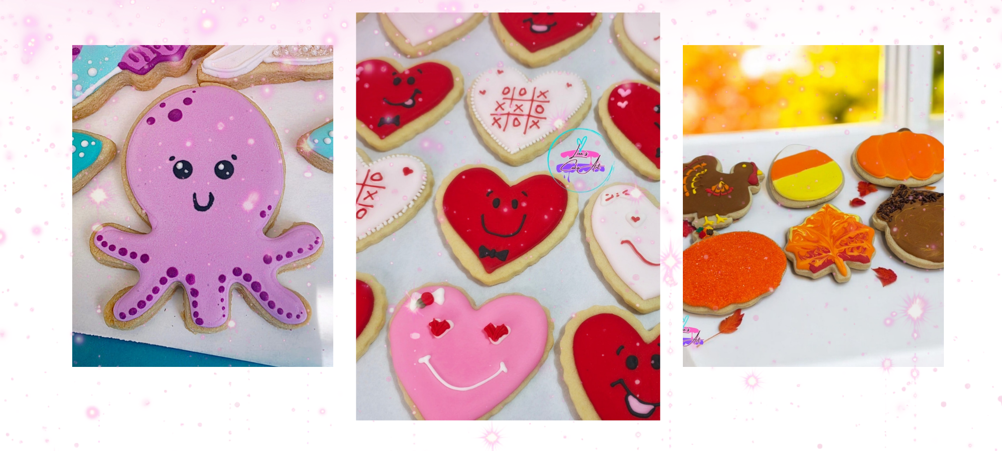 custom decorated sugar cookie collage